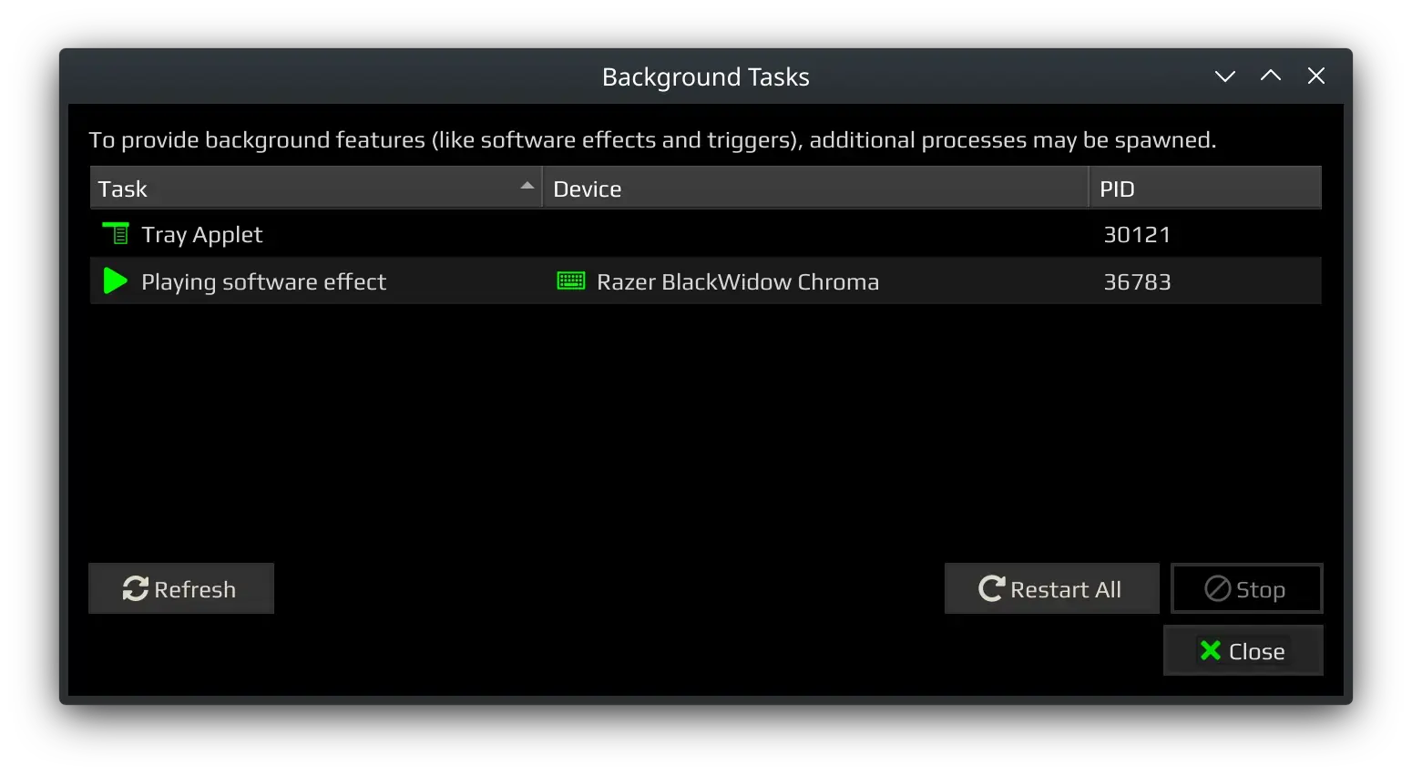 Screenshot of Polychromatic Background Tasks