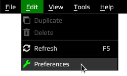 Preferences is accessible via the Edit menu bar